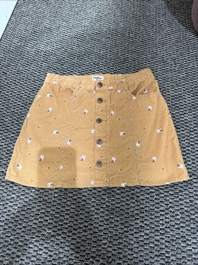 OshKosh B'gosh Mustard Floral Button-Front Mini Skirt